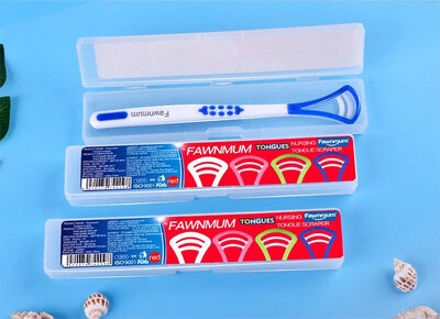 Fawnmum Tongue Scraper Plastic Blue