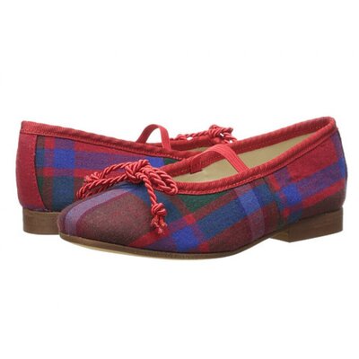  Oscar de la Renta Plaid Wool Sabrinas Shoes 24 (crimson/navy)